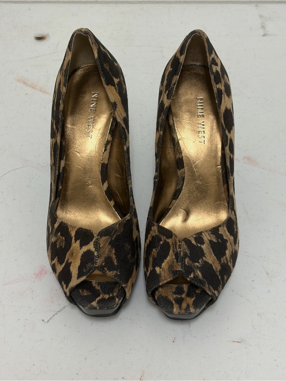 NWOB Nine West Bonfireo Women's Leopard Print Peep-Toe Pumps - Brown/Black
